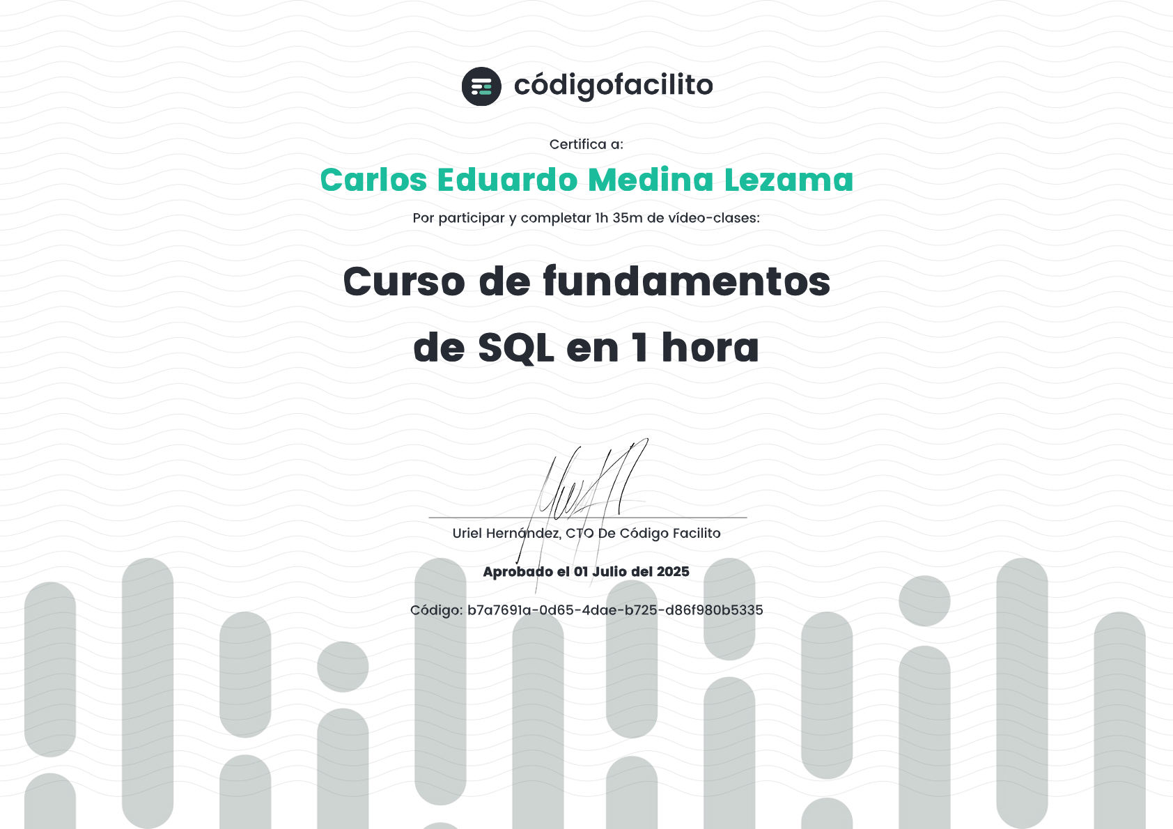 Curso de Fundamentos de SQL en 1 Hora - CódigoFacilito - Carlos Eduardo Medina Lezama
